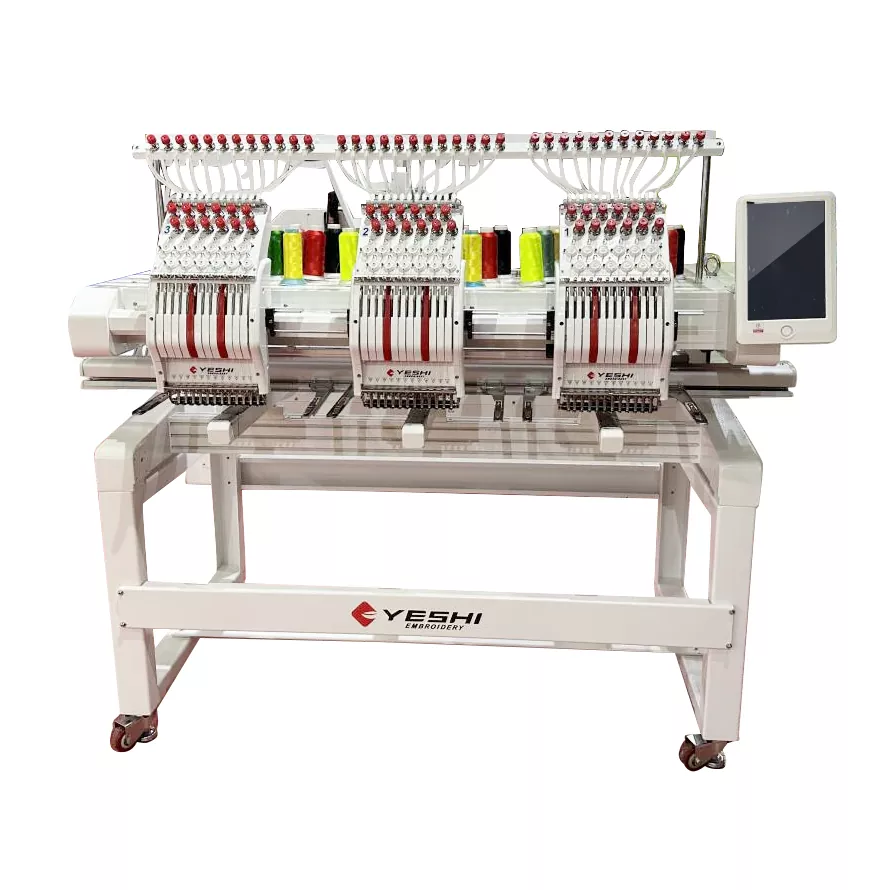 Máquina de bordar de três cabeças de produção
